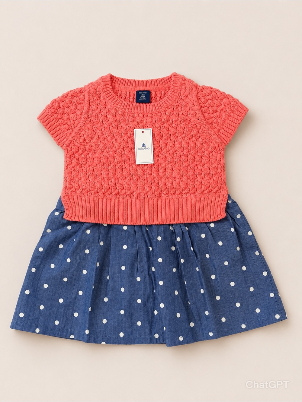 BabyGap Coral Knit Top & Polka Dot Skirt Dress